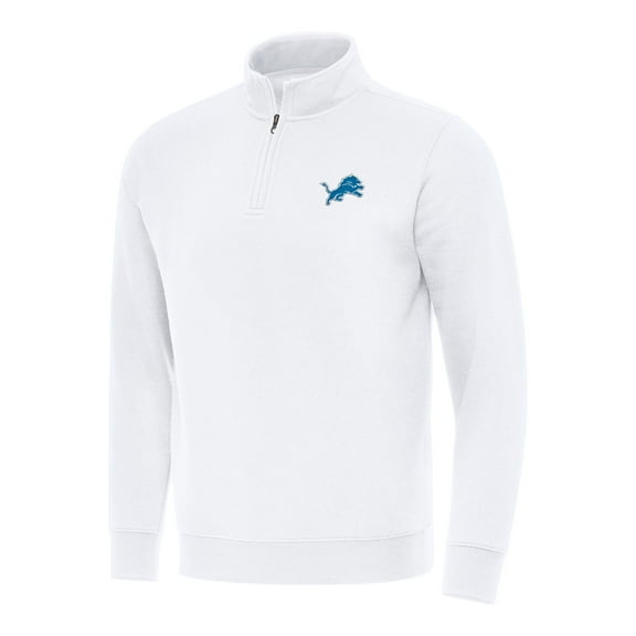 Men's Antigua White Detroit Lions Victory Quarter-Zip Pullover Top