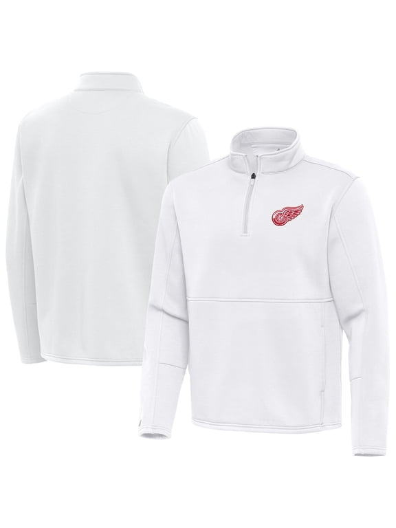 Men's Antigua White Detroit Red Wings Twist Quarter-Zip Pullover Jacket