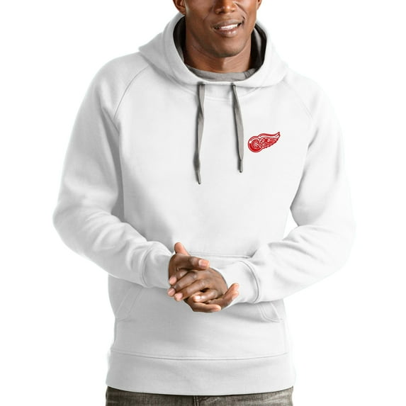 Men's Antigua White Detroit Red Wings Victory Pullover Hoodie