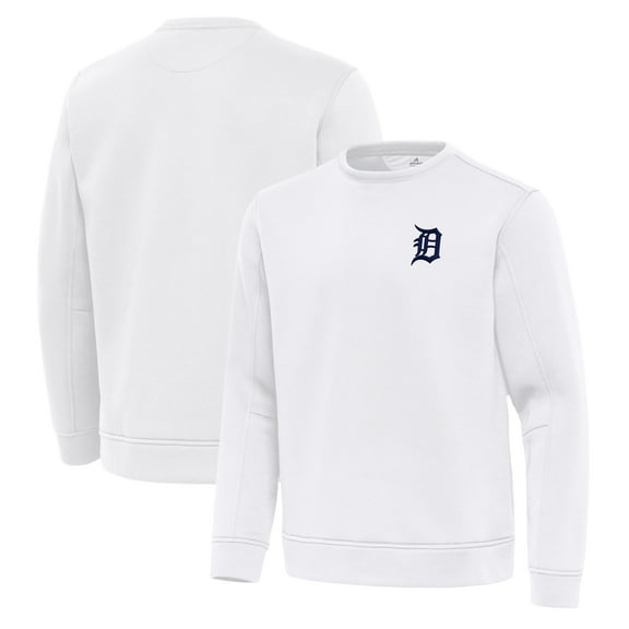 Men's Antigua White Detroit Tigers Relevant Lightweight Pullover Sweatshirt