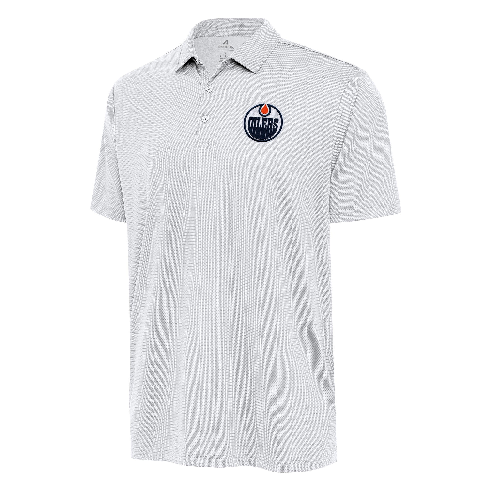 Men's Antigua White Edmonton Oilers Ellipse Polo