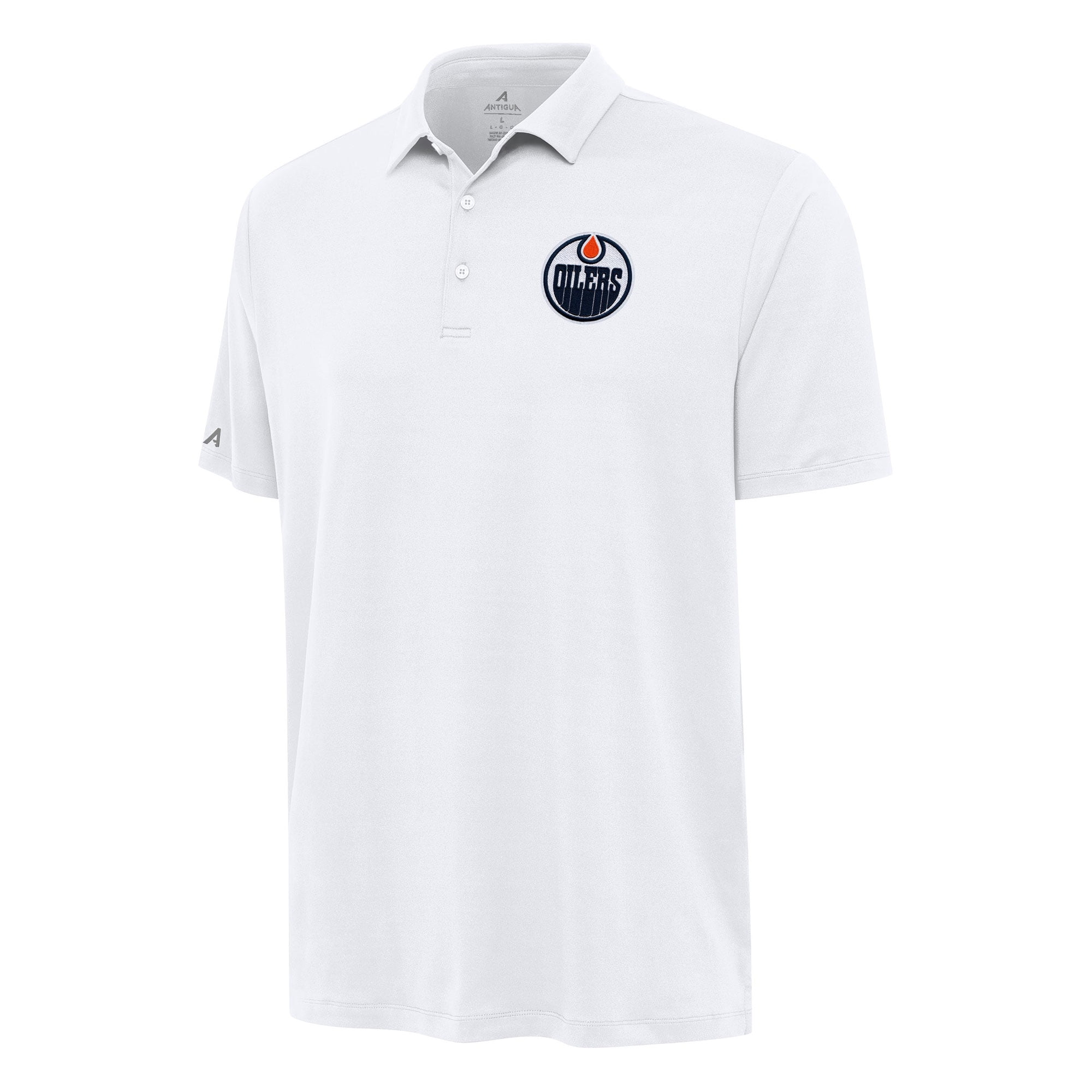 Men's Antigua White Edmonton Oilers Reprocess Polo
