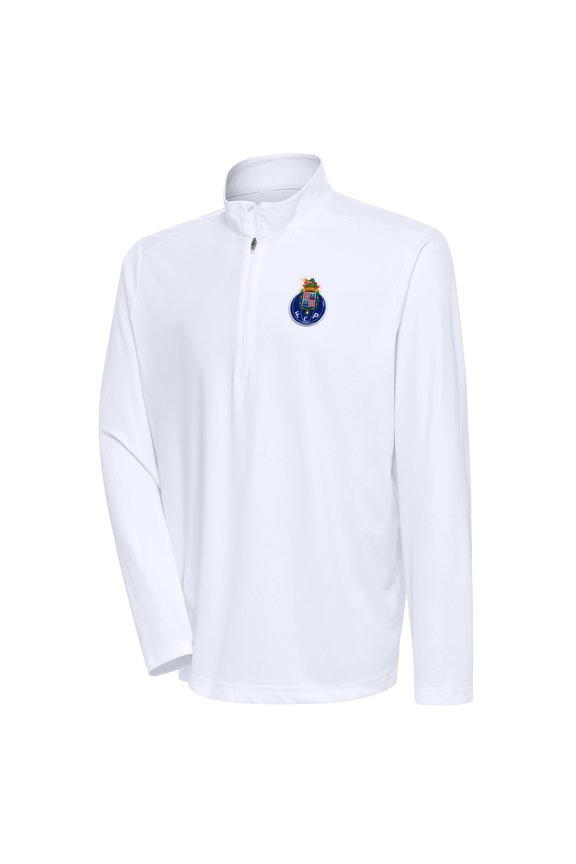 Men's Antigua White FC Porto Statement Quarter-Zip Pullover