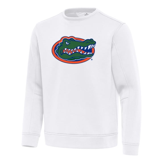 Men's Antigua White Florida Gators Relevant Lightweight Pullover Sweatshirt