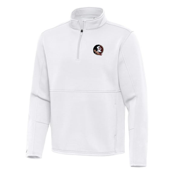 Men's Antigua White Florida State Seminoles Twist Quarter-Zip Pullover Jacket