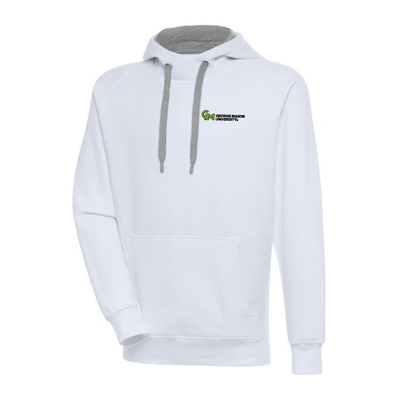 Men's Antigua White George Mason Patriots Victory Pullover Hoodie