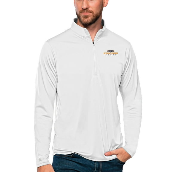 Men's Antigua White Georgia Swarm Tribute Quarter-Zip Pullover Top