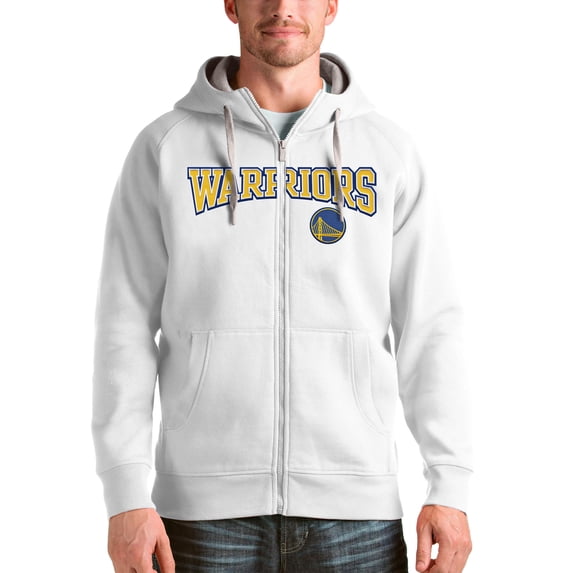 Men's Antigua White Golden State Warriors Victory Full-Zip Hoodie