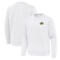 Men's Antigua White Green Bay Packers Relevant Lightweight Pullover Sweatshirt
