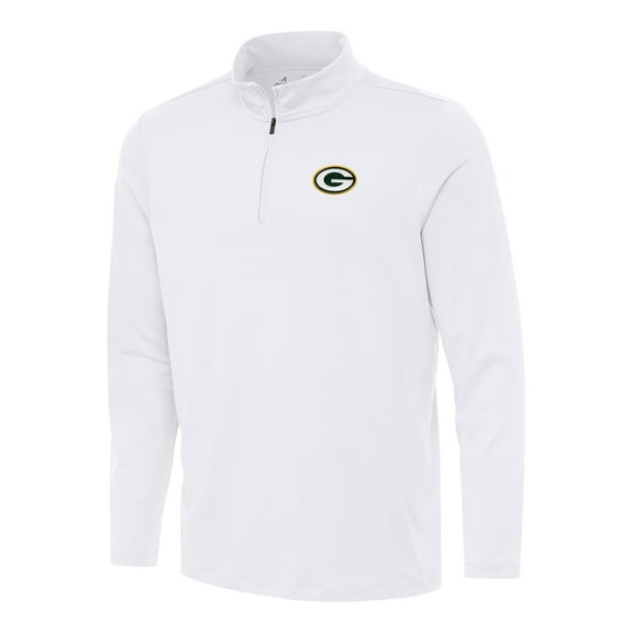 Men's Antigua White Green Bay Packers Reprocess Quarter-Zip Top