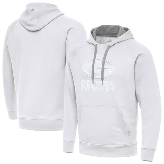 Men's Antigua White Green Bay Packers Victory Pullover Hoodie
