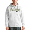 thumbnail image 1 of Men's Antigua White Green Bay Packers Wordmark Victory Full-Zip Hoodie, 1 of 1
