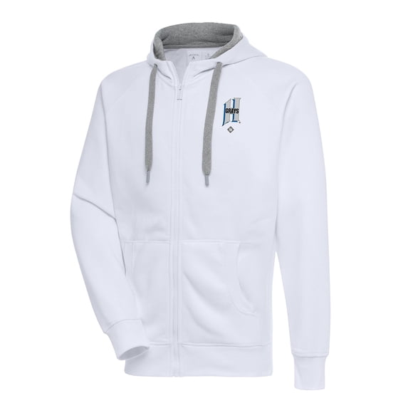 Men's Antigua White Homestead Grays Victory Full-Zip Hoodie