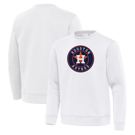 Men's Antigua White Houston Astros Relevant Lightweight Pullover Sweatshirt