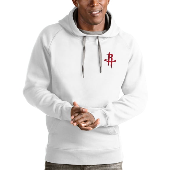 Men's Antigua White Houston Rockets Victory Pullover Hoodie