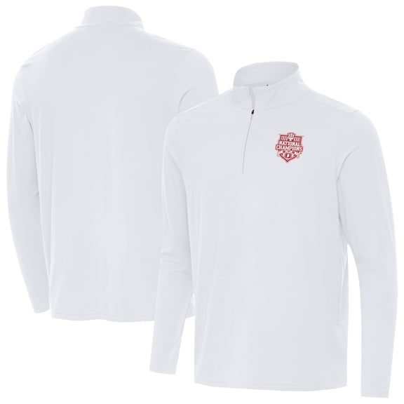 Men's Antigua  White Indiana Hoosiers College Football Playoff 2025 National Champions Intent Quarter-Zip Pullover