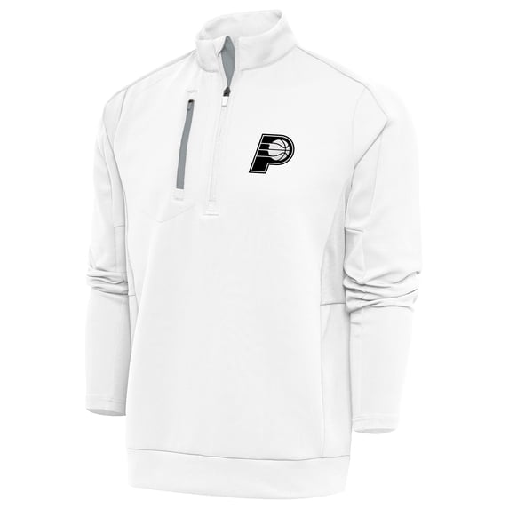 Men's Antigua White Indiana Pacers Metallic Logo Generation Quarter-Zip Top