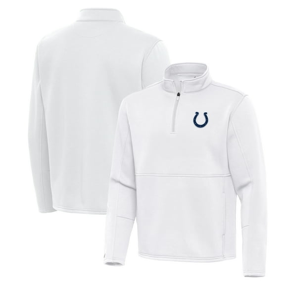 Men's Antigua White Indianapolis Colts Twist Quarter-Zip Pullover Jacket