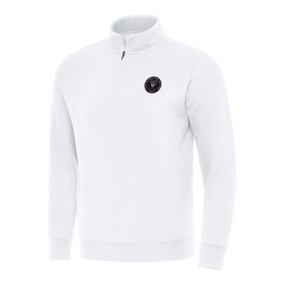 Men's Antigua White Inter Miami CF Victory Quarter-Zip Jacket