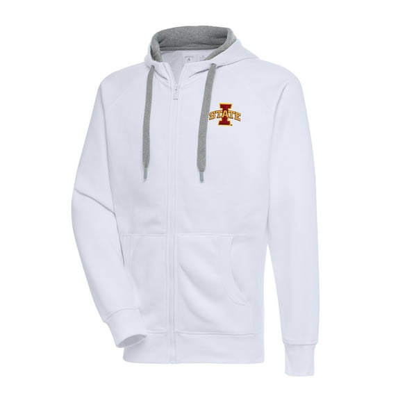 Men's Antigua White Iowa State Cyclones Big & Tall Victory Full-Zip Hoodie Jacket