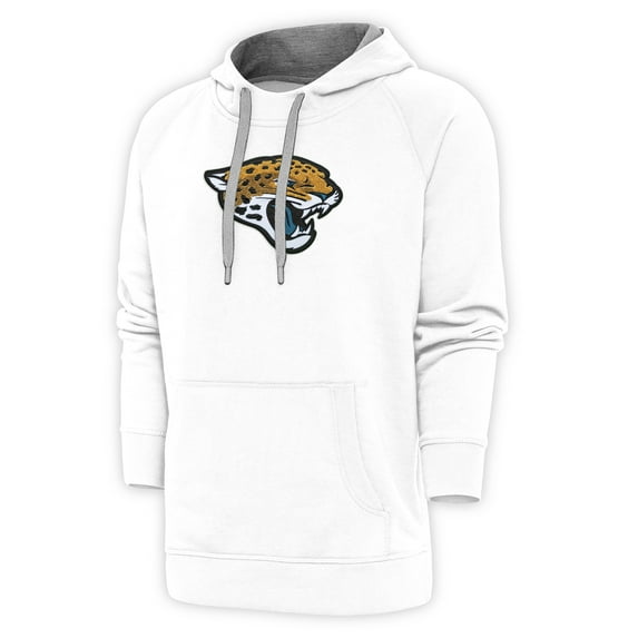Men's Antigua White Jacksonville Jaguars Victory Chenille Pullover Hoodie