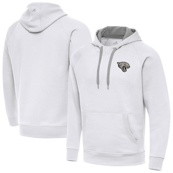 Men's Antigua White Jacksonville Jaguars Brushed Carbon Victory Pullover Hoodie
