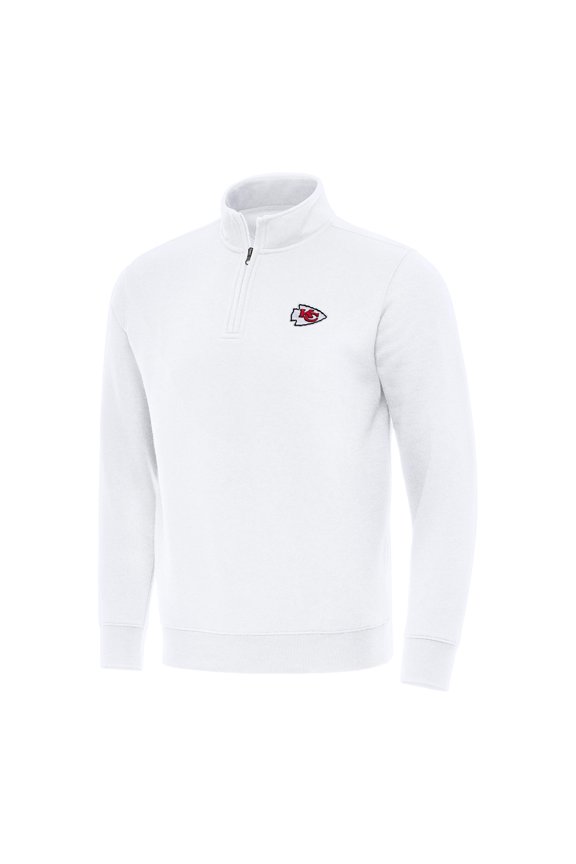 Men's Antigua White Kansas City Chiefs Victory Quarter-Zip Pullover Top