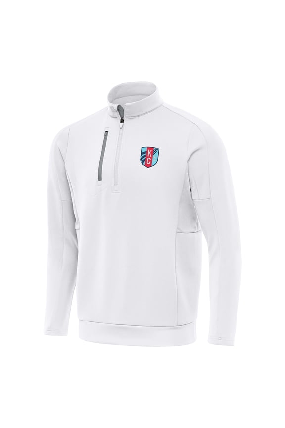 Men's Antigua White Kansas City Current Generation Quarter-Zip Pullover Jacket