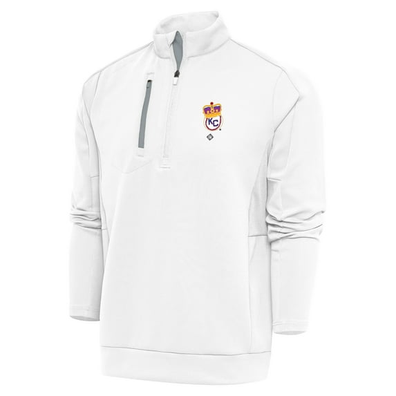 Men's Antigua White Kansas City Monarchs Generation Quarter-Zip Pullover Top