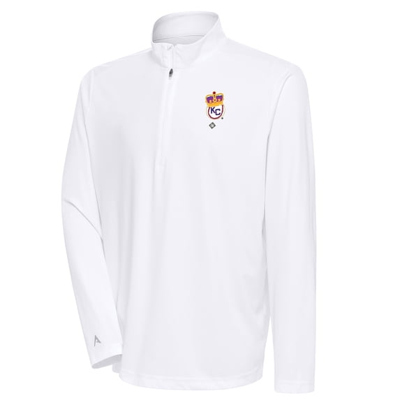 Men's Antigua White Kansas City Monarchs Tribute Quarter-Zip Pullover Top