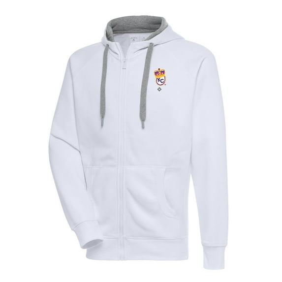 Men's Antigua White Kansas City Monarchs Victory Full-Zip Hoodie
