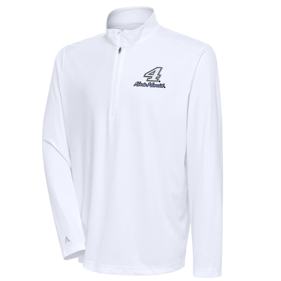 Men's Antigua White Kevin Harvick Tribute Quarter-Zip Pullover Top