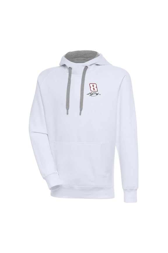 Men's Antigua White Kyle Busch Victory Pullover Hoodie
