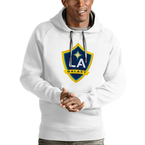 Men's Antigua White LA Galaxy Victory Pullover Hoodie