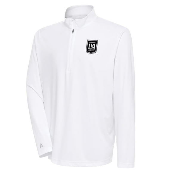 Men's Antigua White LAFC Brushed Metallic Logo Tribute Quarter-Zip Pullover Top