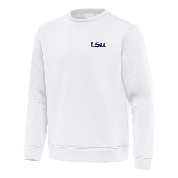 Men's Antigua White LSU Tigers Relevant Lightweight Pullover Sweatshirt