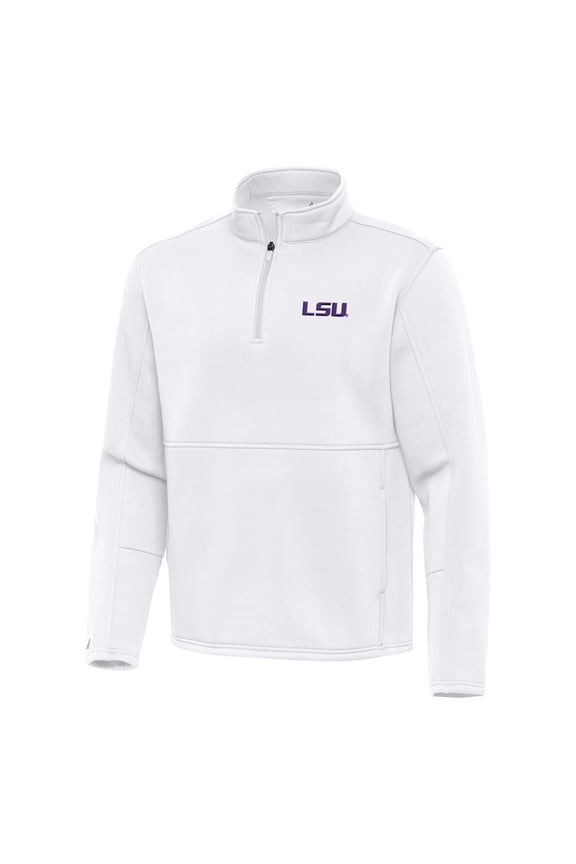 Men's Antigua White LSU Tigers Twist Quarter-Zip Pullover Jacket