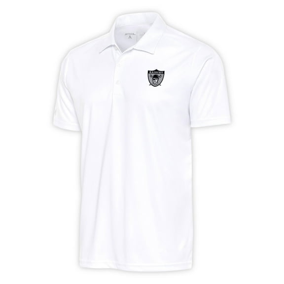 Men's Antigua White Las Vegas Raiders Team Logo Throwback Tribute Polo