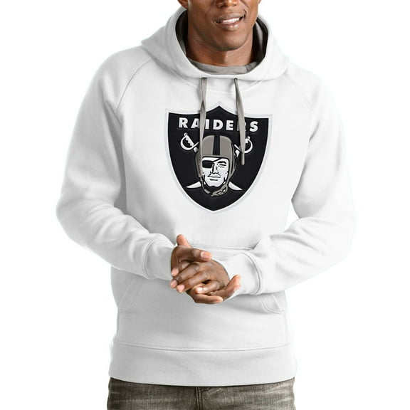 Men's Antigua White Las Vegas Raiders Victory Pullover Hoodie