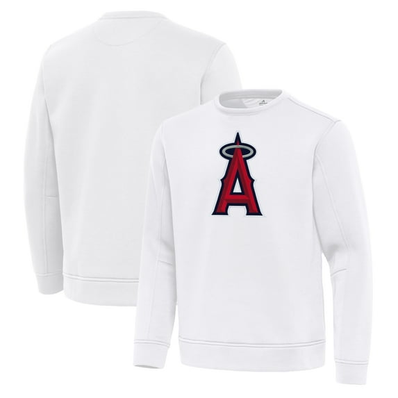 Men's Antigua White Los Angeles Angels Relevant Lightweight Pullover Sweatshirt