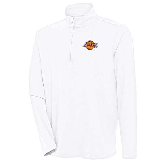 Men's Antigua White Los Angeles Lakers Hunk Quarter-Zip Pullover Top