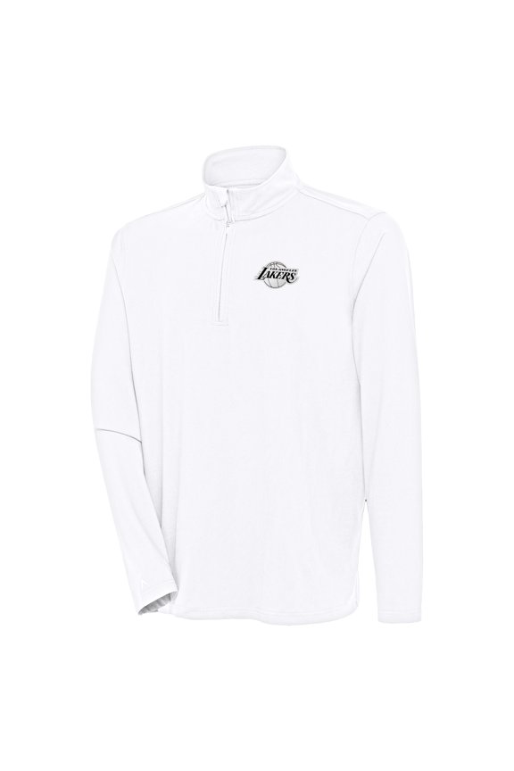 Men's Antigua White Los Angeles Lakers Hunk Quarter-Zip Top