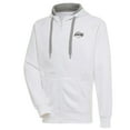 thumbnail image 1 of Men's Antigua White Los Angeles Lakers Metallic Logo Victory Raglan Full-Zip Hoodie, 1 of 1