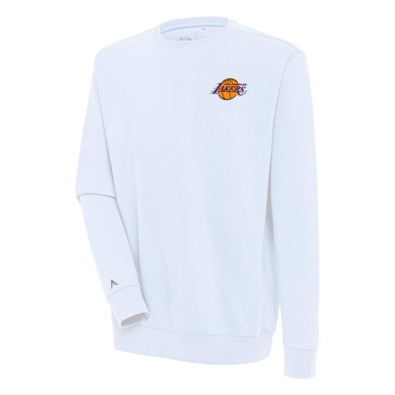 Men's Antigua  White Los Angeles Lakers Victory Pullover Sweatshirt