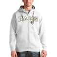 thumbnail image 1 of Men's Antigua White Los Angeles Rams Wordmark Victory Full-Zip Hoodie, 1 of 1