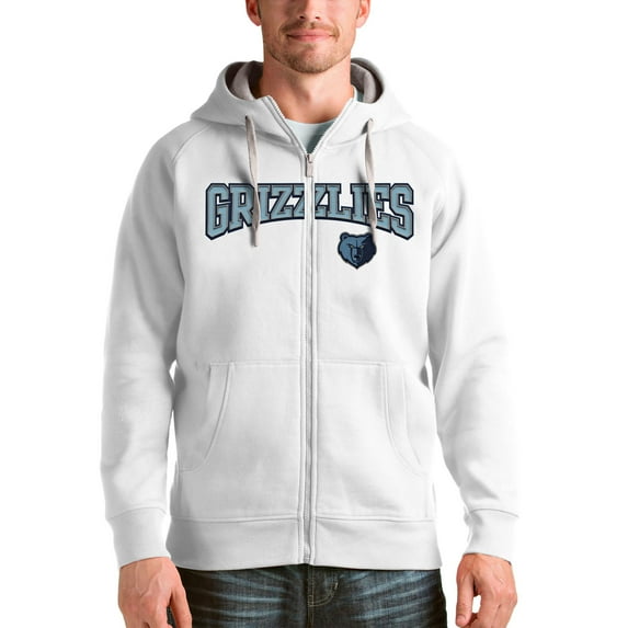 Men's Antigua White Memphis Grizzlies Victory Full-Zip Hoodie