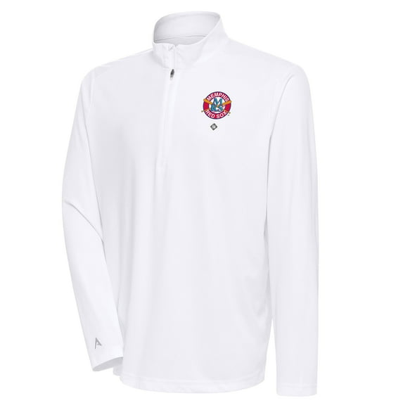 Men's Antigua White Memphis Red Sox Tribute Quarter-Zip Pullover Top