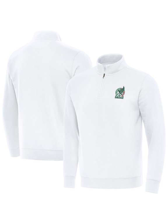 Men's Antigua White Mexico National Team Landslide Quarter-Zip Pullover