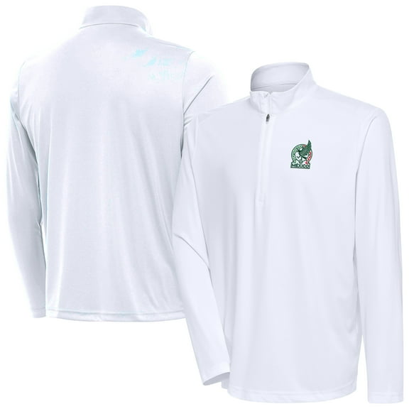 Men's Antigua White Mexico National Team Statement Quarter-Zip Pullover
