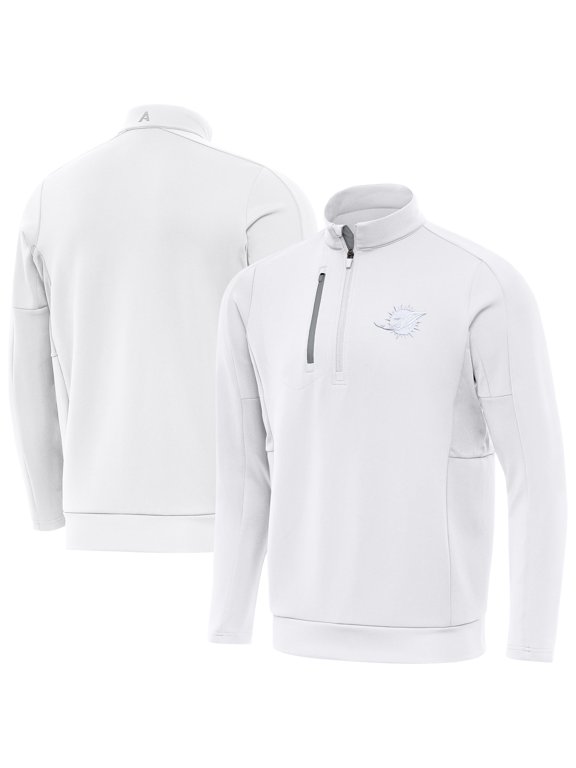 Men's Antigua White Miami Dolphins Generation Quarter-Zip Jacket
